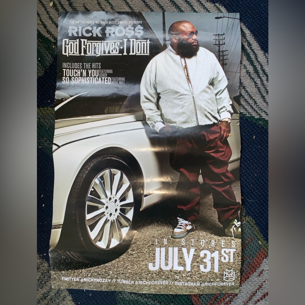 promotional poster for Rick Ross' fifth studio album, God Forgives, I Don't.